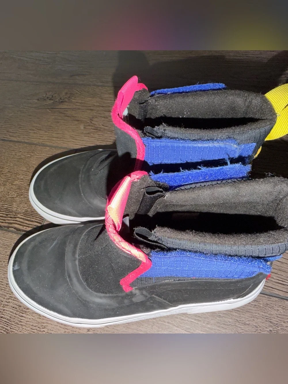 Vans Kids Black Boots with Pink, Blue & Yellow Accents